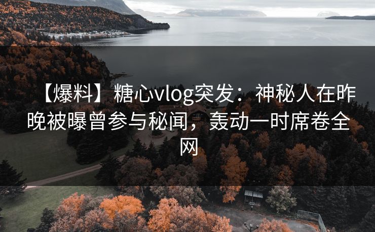 【爆料】糖心vlog突发:神秘人在昨晚被曝曾参与秘闻,轰动一时席卷全网